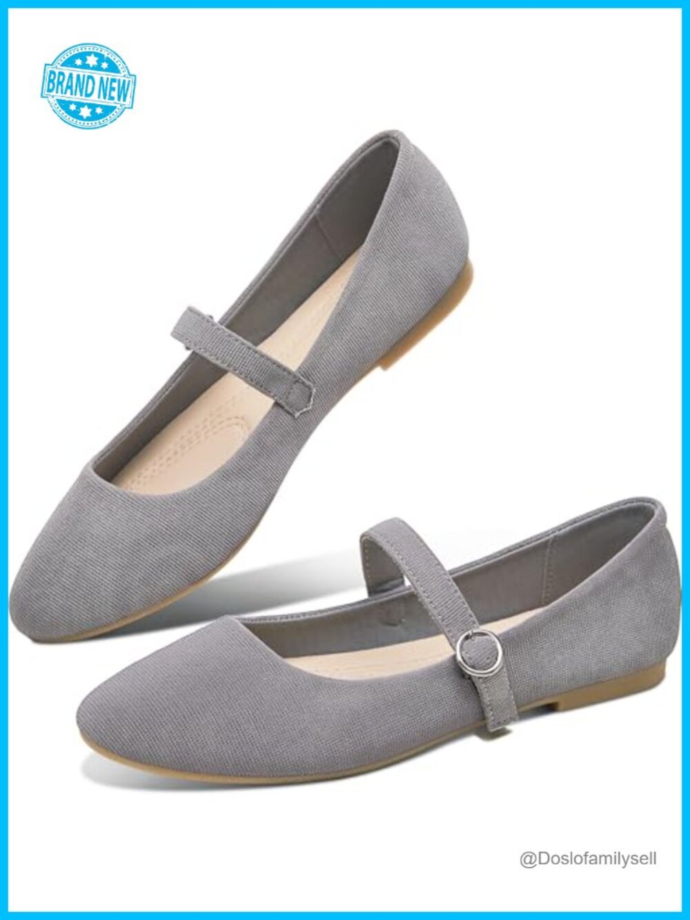 Mary Jane Flat Round Toe Ballet Flats Adjustable Buckle Business Office